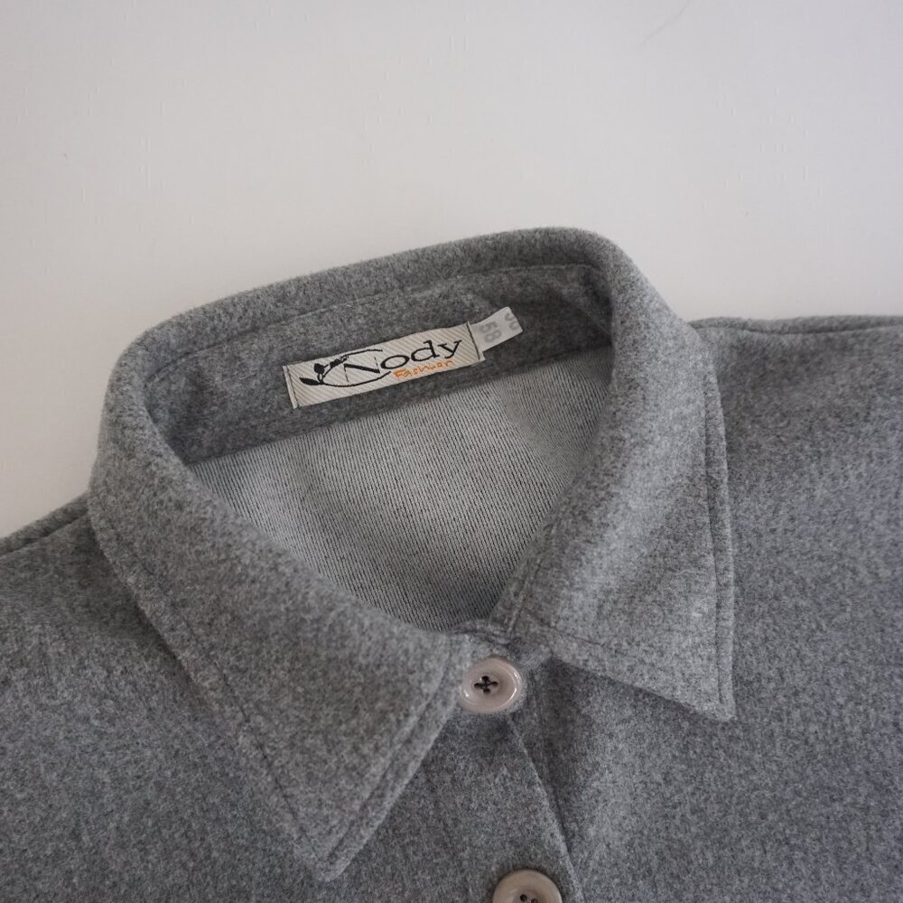 Vintage Nody Fashion Grey w Zebra Pattern Pocket Button Up Oversized Shacket 58 - Picture 9 of 12